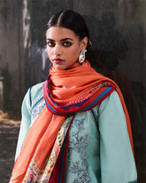 Unstitched 3-PC Embroidered Cotton Silk Dupatta By Jugnu | Neelum